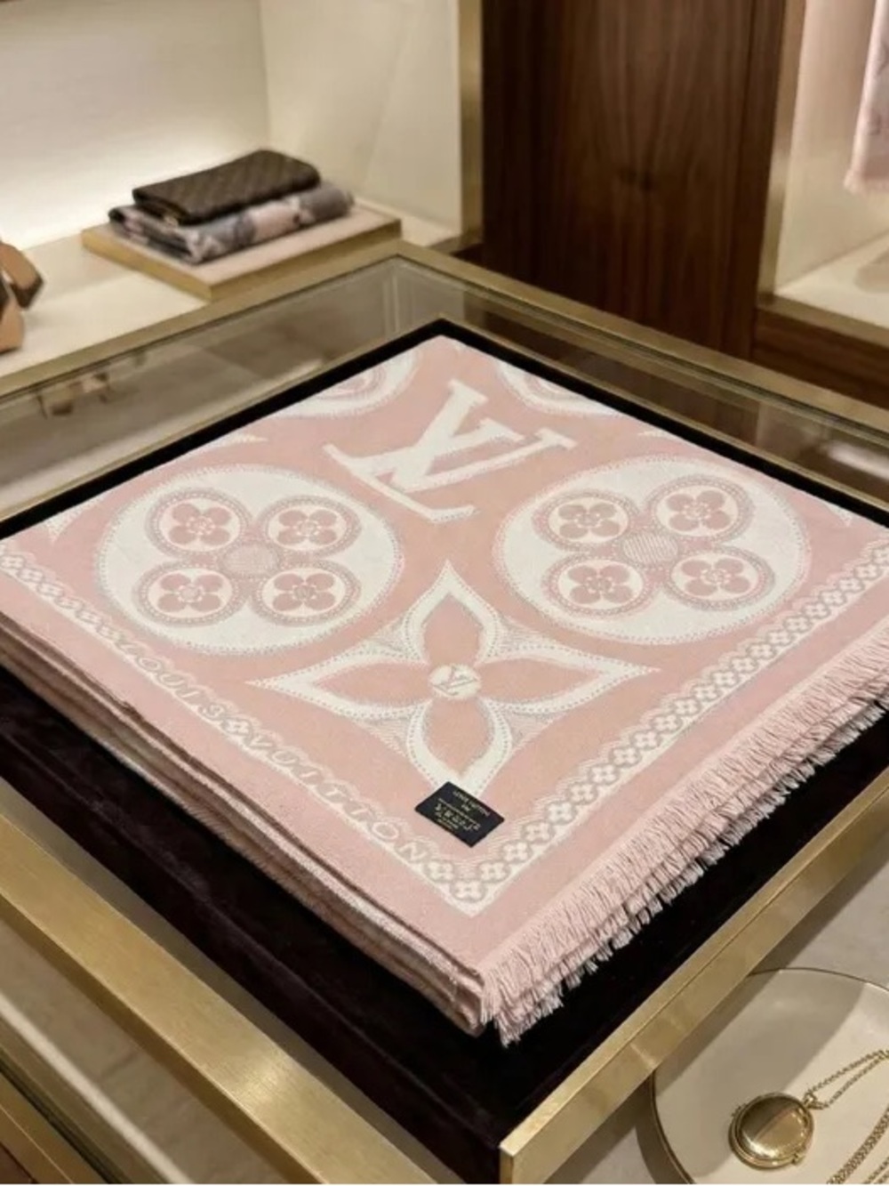 Pink and Cream LV Monogram Scarf